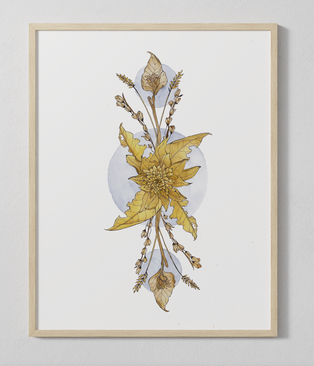 "Black Mountain Bouquet" Watercolor Print — Textured Matte Nature Wall Art