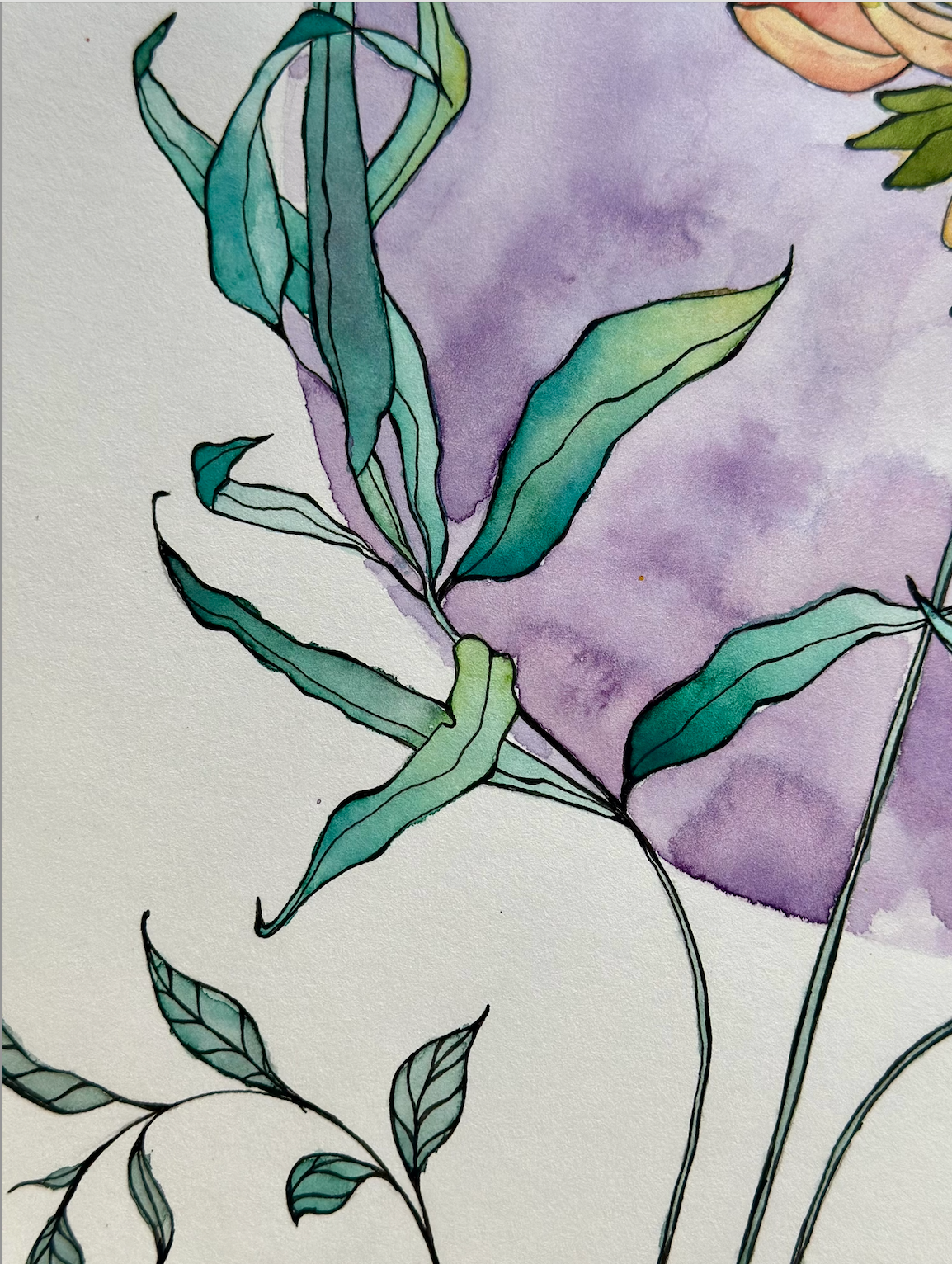 "Novalune Bloom" Watercolor Original Botanical Wall Art