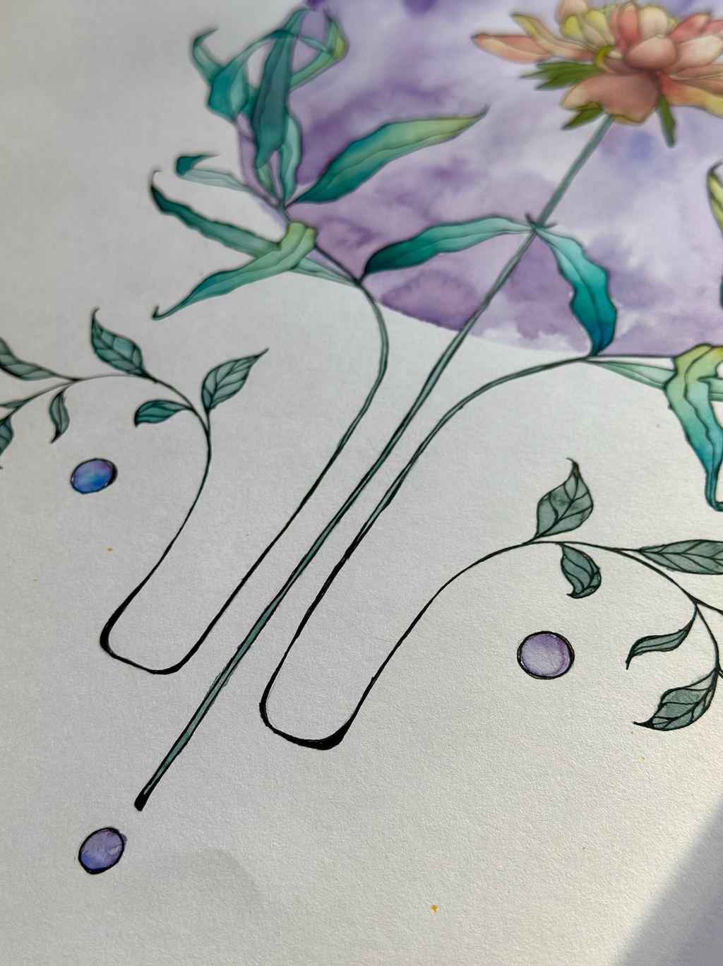 "Novalune Bloom" Watercolor Original Botanical Wall Art