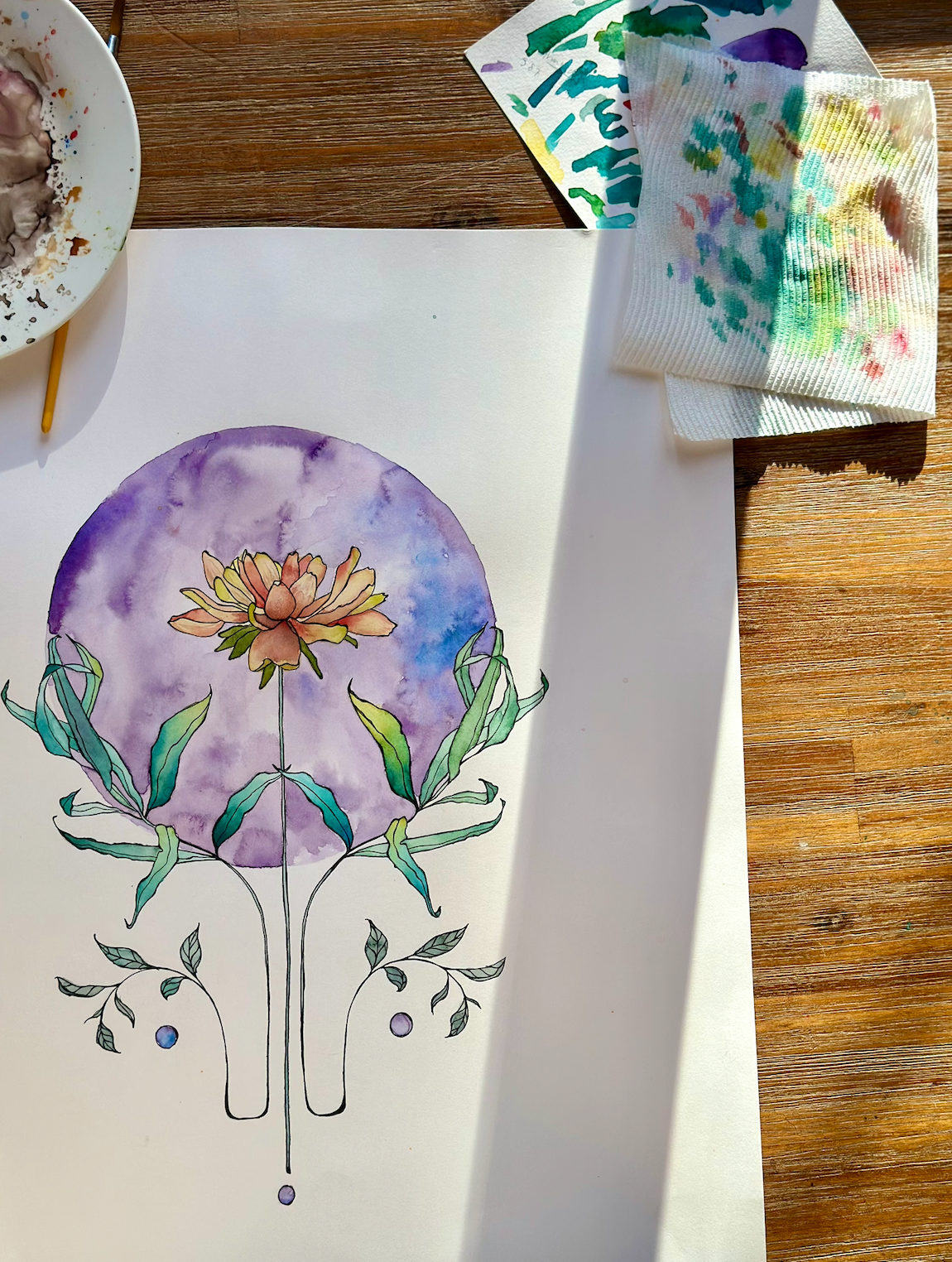 "Novalune Bloom" Watercolor Original Botanical Wall Art