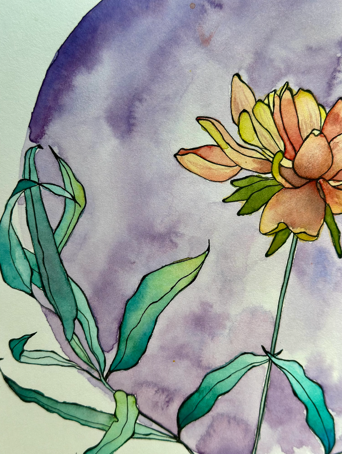 "Novalune Bloom" Watercolor Original Botanical Wall Art