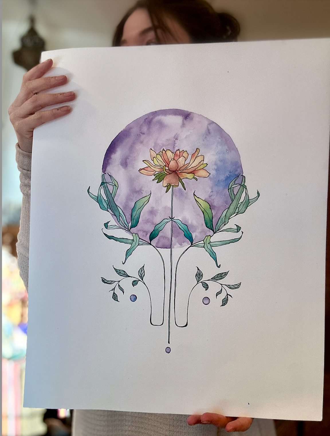 "Novalune Bloom" Watercolor Original Botanical Wall Art