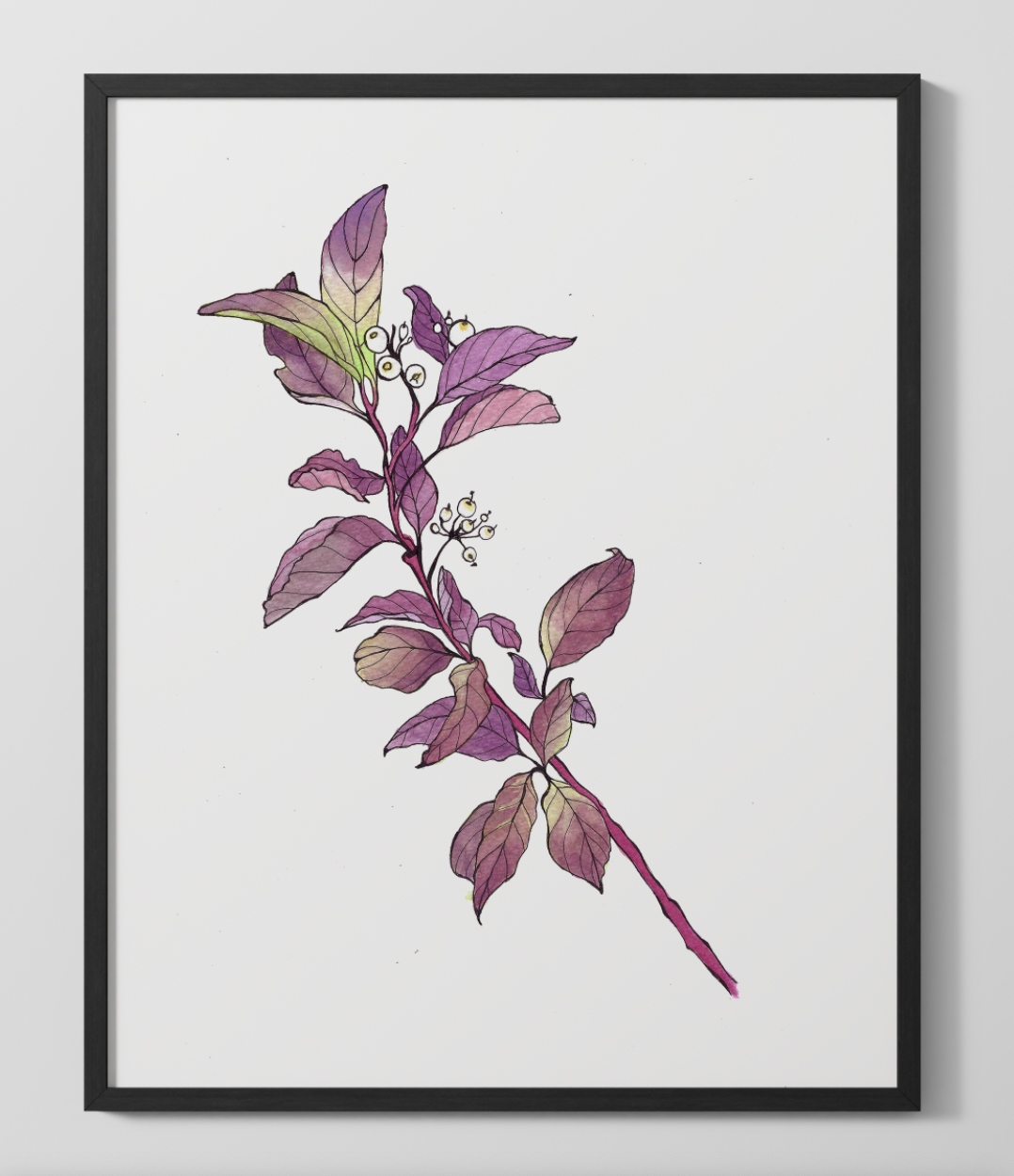 "Snowberry" Watercolor Print - Textured Matte Nature Wall Art
